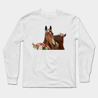 Flower crown horses Long Sleeve T-Shirt